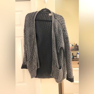 Grey and black cable knit cardigan